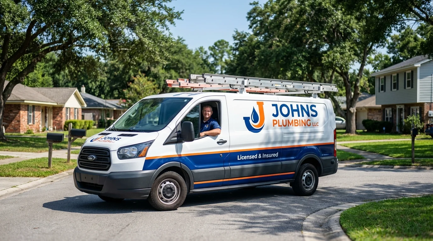 Johns Plumbing LLC service van in Ridgefield, NJ