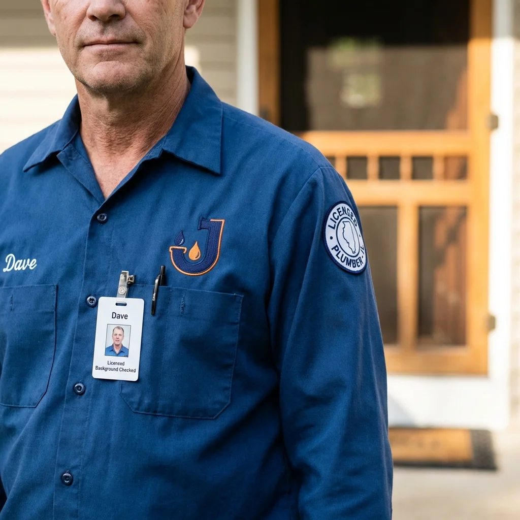 Licensed plumber showing ID badge in Ridgefield, NJ