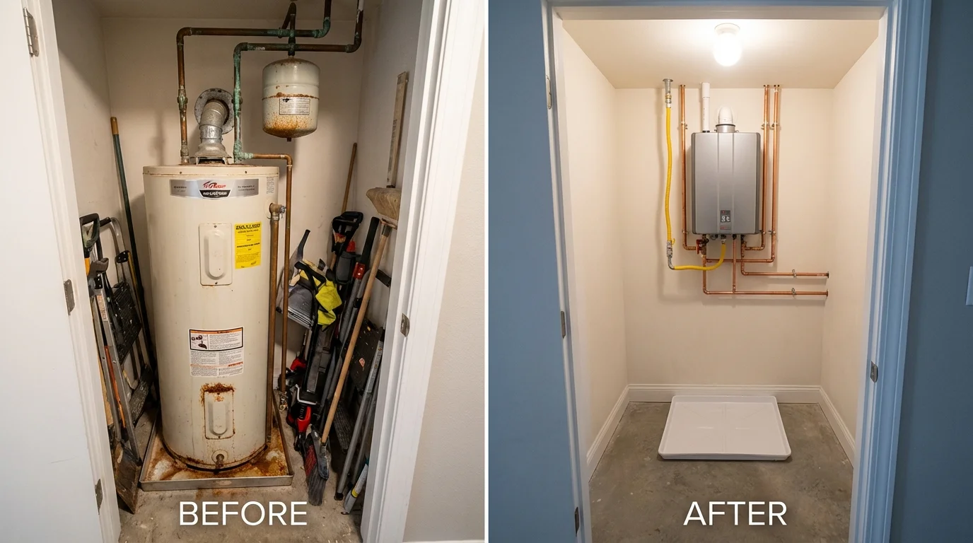Tank water heater versus wall-mounted tankless unit comparison for Ridgefield, NJ homeowners